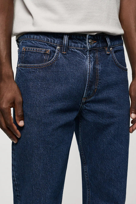 Jeans tapered Dark blue denim - Mango