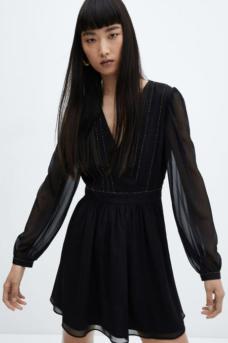 Robes manches longues noir - MANGO