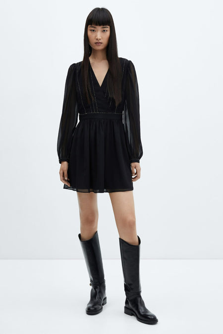 Robes manches longues noir - MANGO