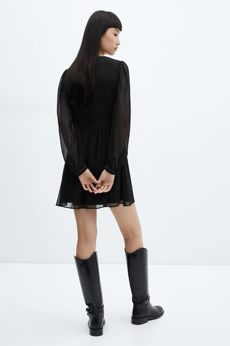 Robes manches longues noir - MANGO