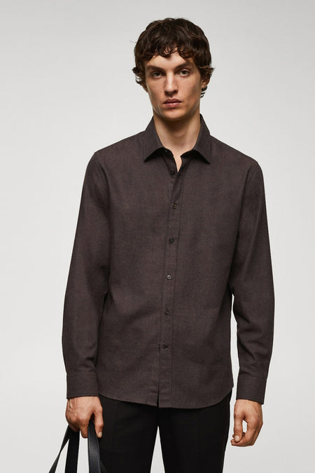 Chemise &agrave; manches longues - brun