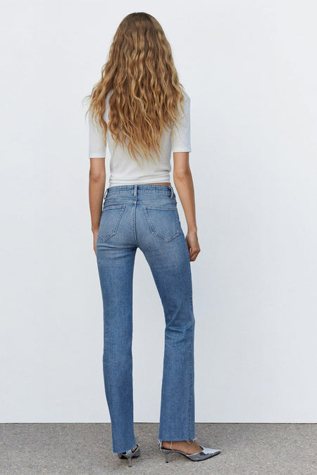 Jeans flared Mid blue denim - Mango
