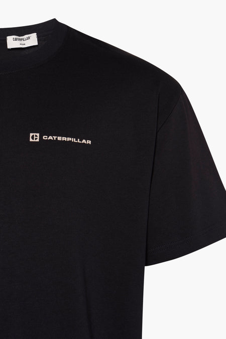 T-shirt noir à manches courtes de CATERPILLAR, avec petit logo sur la poitrine, modèle casual.