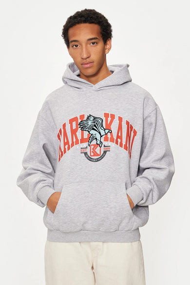 Pull gris en col Karl Karl Kani, avec une impression imprimante la po po et et etche.