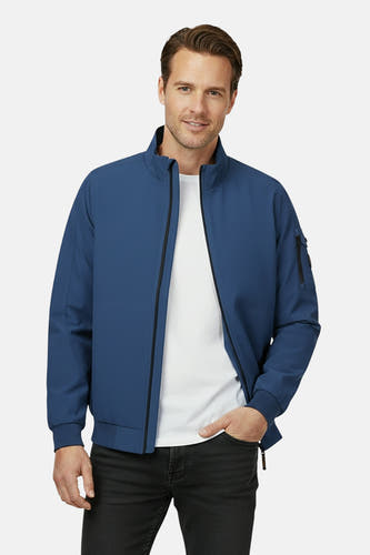 Veste courte bleue de Cars Jeans avec une fermeture éclair et une poche sur la manche.
