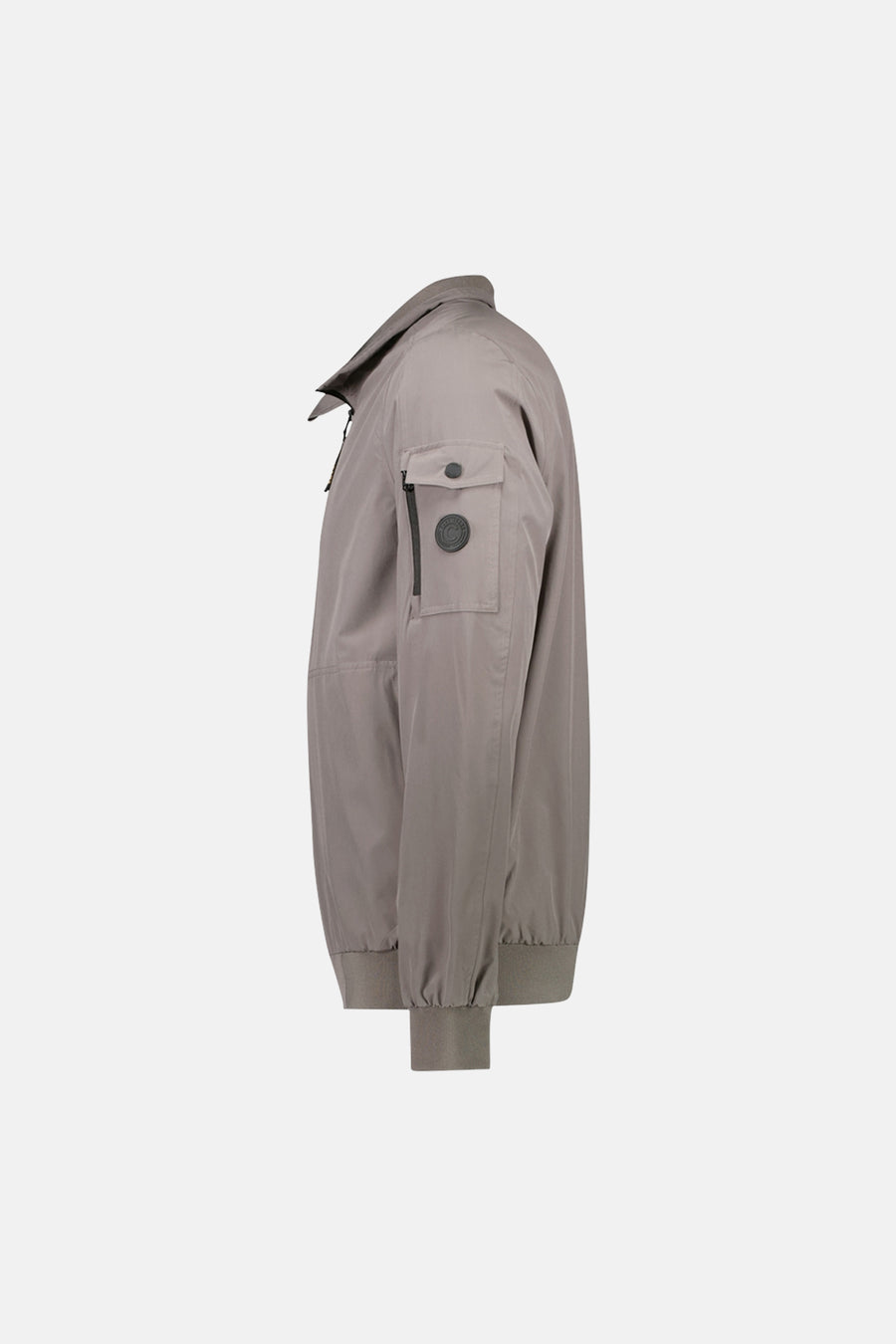 Veste courte grise de Cars avec une poche poitrine et des poignets côtelés, vue de profil.