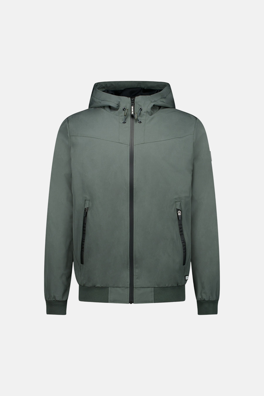 Veste courte verte Cars avec capuche et poches zippées, finie avec des poignets élastiques.
