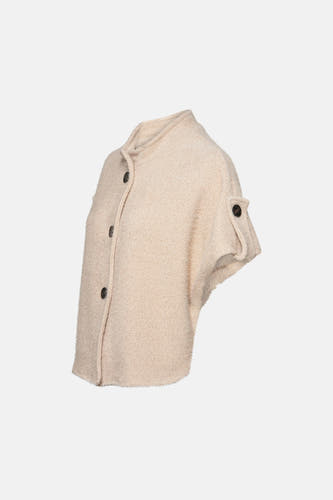 Veste beige de Terra di Siena avec fermeture à boutons et manches courtes.