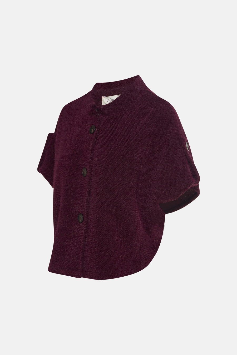Veste Bordeaux de Terra di Siena avec fermeture à boutons et manches courtes.