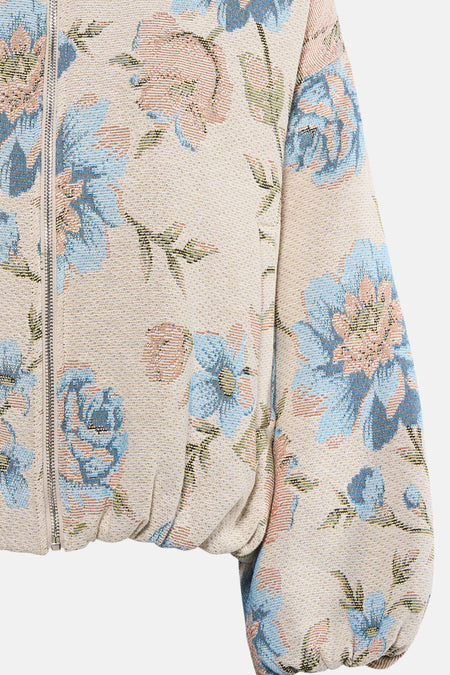 Veste courte multicolore Terra di Siena, à motif floral et tissu texturé, courte.