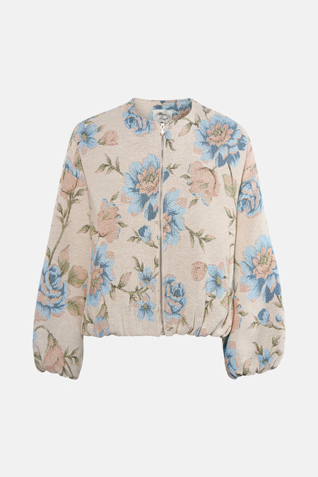 Veste courte multicolore de Terra di Siena, à motif floral et fermeture éclair.