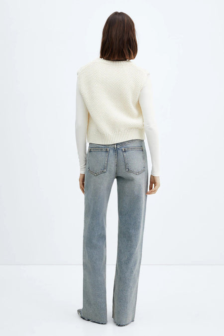 Jeans wide Mid blue denim - Mango