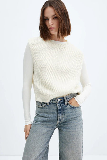 Jeans wide Mid blue denim - Mango