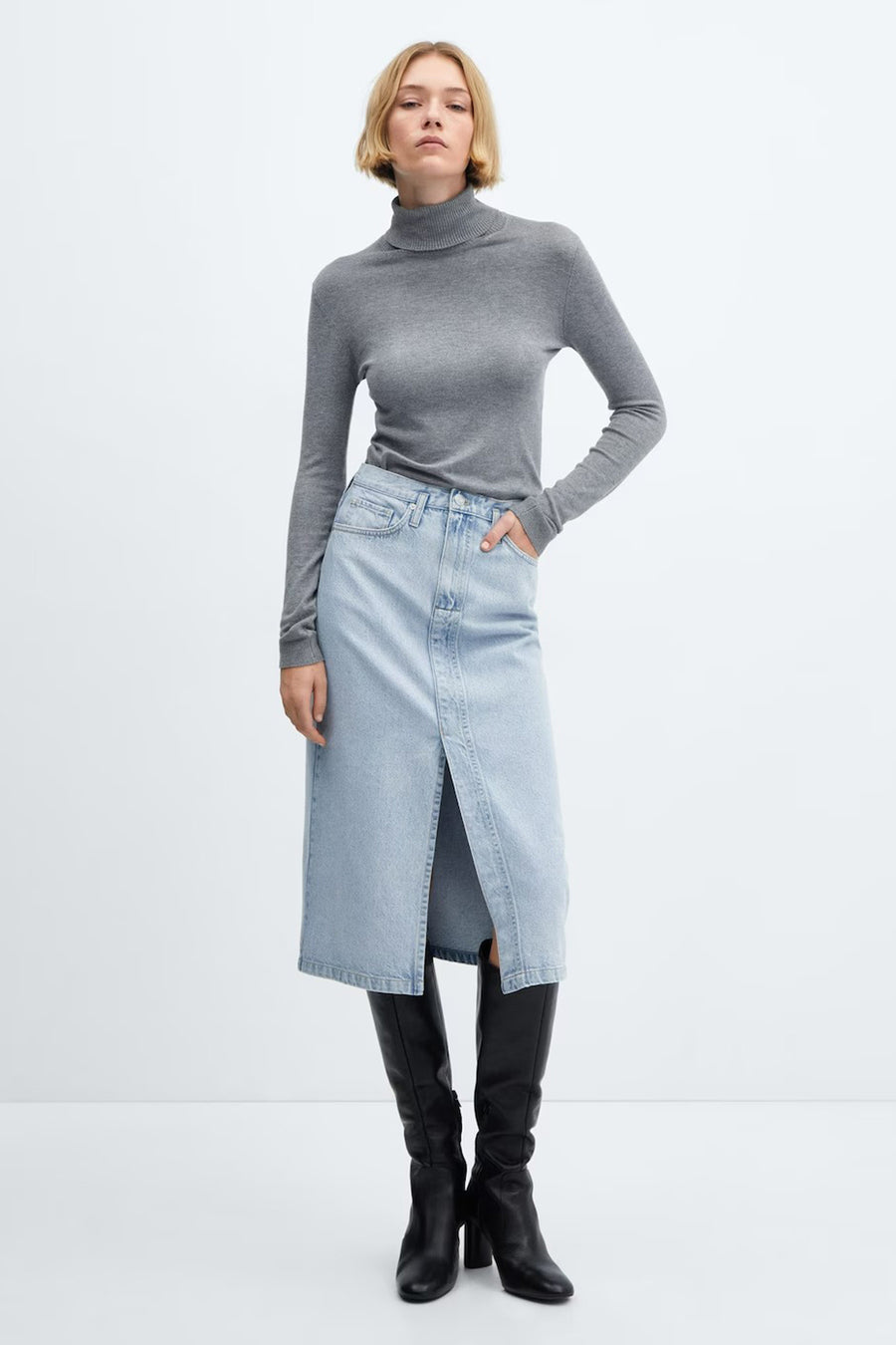 Jupe midi - bleu