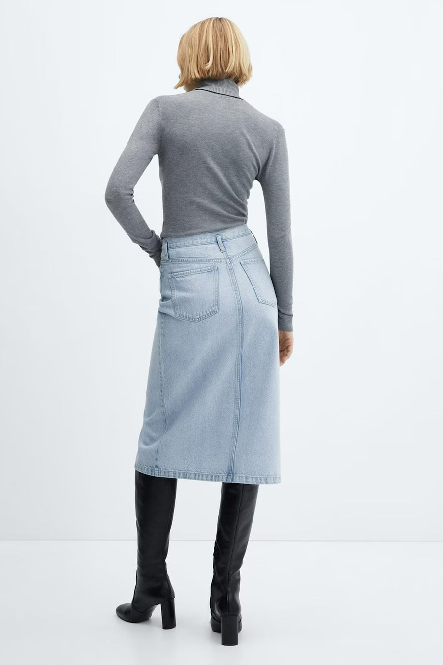 Jupe midi - bleu