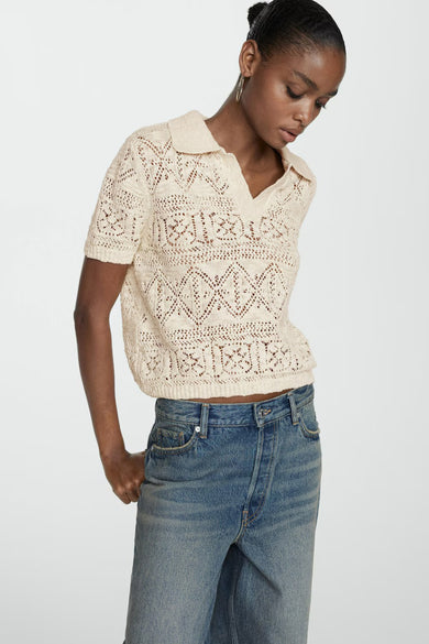 Pull à col rond - beige