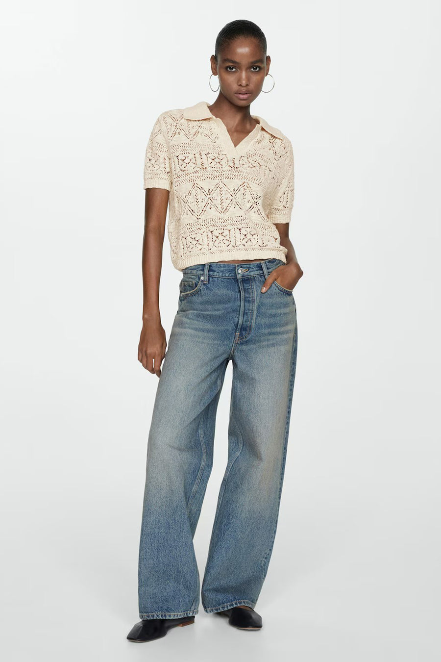 Pull à col rond - beige