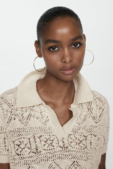 Pull à col rond - beige