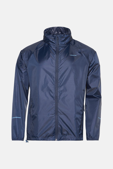 Veste bleue marine de Viking, vue par derrière avec un col relevé et des manches longues.