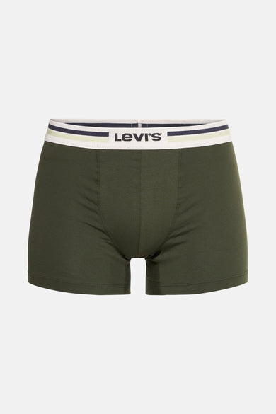 Boxer short marine de Levi's avec une ceinture élastique à rayures et logo de marque.