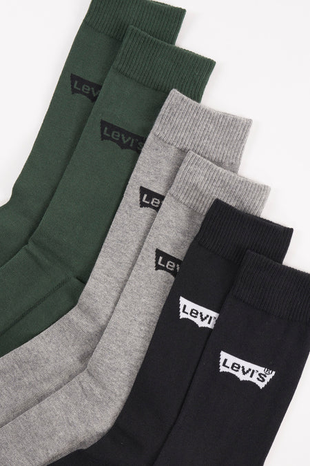 Set sokken met Levi's logo in groen, grijs en zwart.