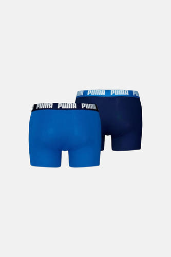 Boxershorts bleus de PUMA, lot de deux en bleu uni et bleu marine, avec ceinture élastique à logo.