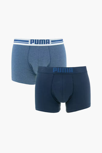 Shorts de bain bleus PUMA, deux pièces avec une ceinture élastique à logo.