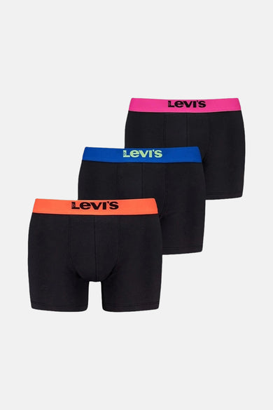 Sous-vêtements noirs de Levi's avec une ceinture orange, bleue et rose.