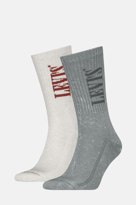 Chaussettes multicolores de Levi's® Accessories, avec un motif rayé en côtes et le logo de la marque.