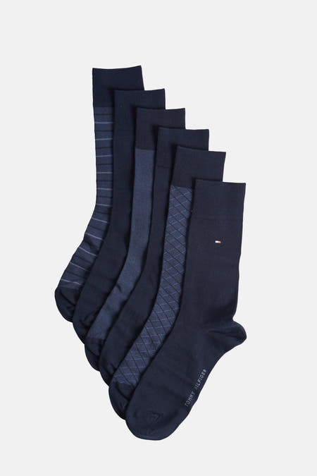 Chaussettes bleues de TOMMY JEANS, avec différents motifs subtils à rayures, carreaux et unis.
