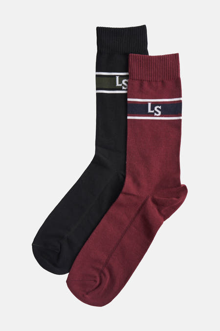 Chaussettes de marche de Levi's avec un détail rayé et les lettres LS dessus.