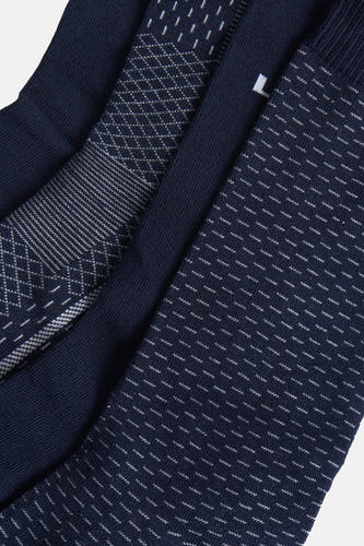 Chaussettes bleues de Levi's® Accessories, avec divers motifs à points et rayures tissés.