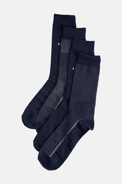 Chaussettes bleues de Levi's® Accessories, avec divers motifs subtils de points et de carreaux.