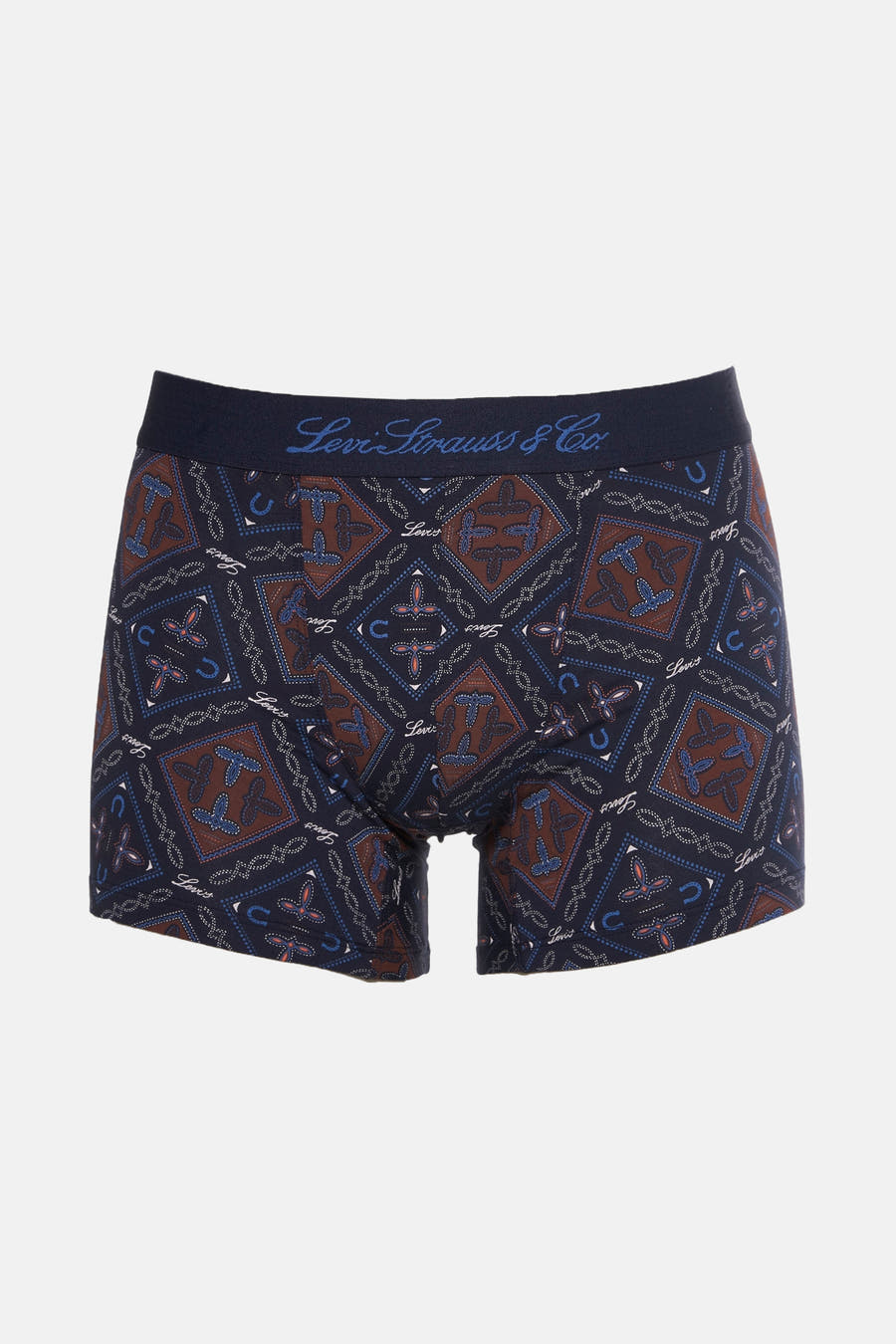 Boxer short bleu de Levi's® Accessories avec un motif paisley distinctif et des clous et des logos.