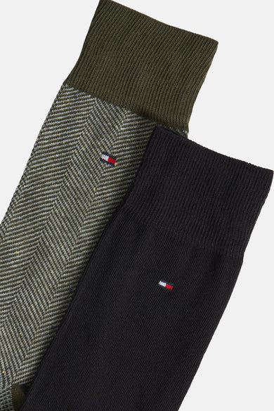 Chaussettes multicolores de TOMMY JEANS, avec une texture rayée et un motif à carreaux sur un seul paire.