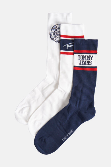 Chaussettes multicolores de TOMMY JEANS, avec des détails de logo et une texture rayée.