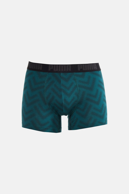 Boxer short vert avec motif multicolore de PUMA, avec une ceinture élastique.