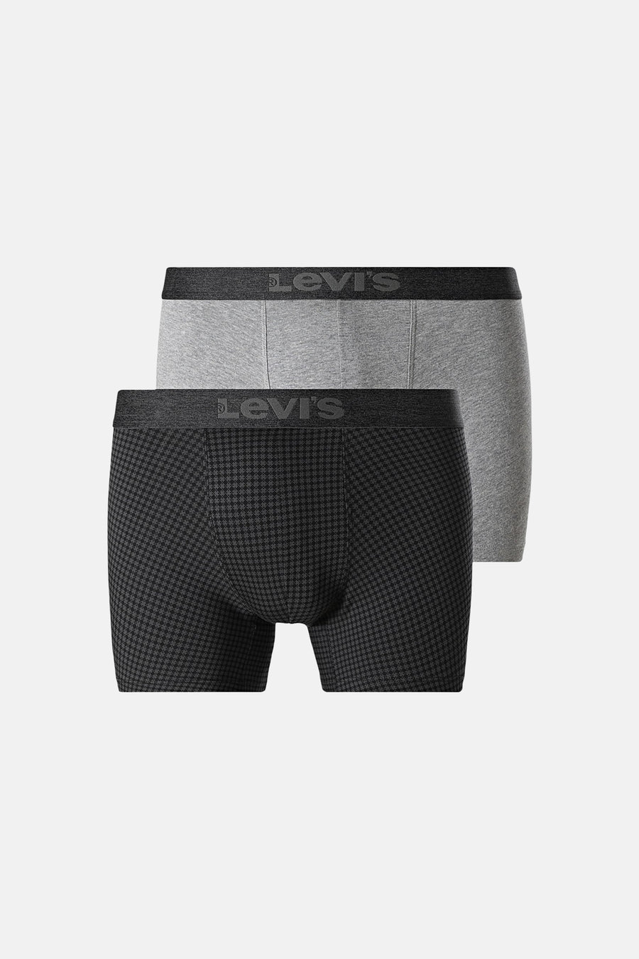 Boxershorts multicolores de Levi's, avec un gris uni et un motif pied-de-poule noir.