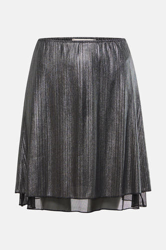 Robe courte argentée de 24 colours gmbh, avec des lignes verticales brillantes et une base transparente.