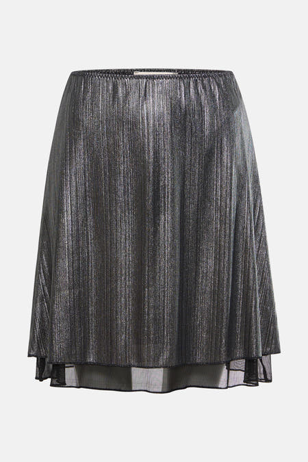 Robe courte argentée de 24 colours gmbh, avec des lignes verticales brillantes et une base transparente.