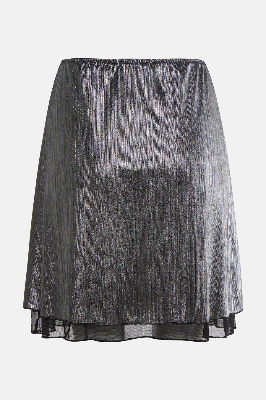 Robe courte en argent de 24 Colors GMBH, avec une texture brillante et plissée.