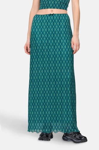 Robe verte longue de 24 Colours GMBH, avec un motif à carreaux et une en volante.