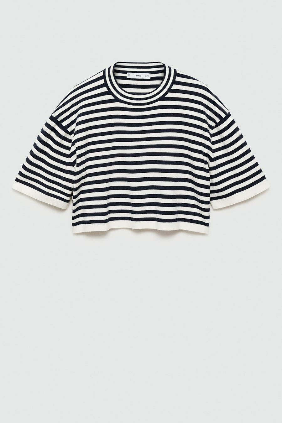 Gestreept katoenen T-shirt met korte mouwen.