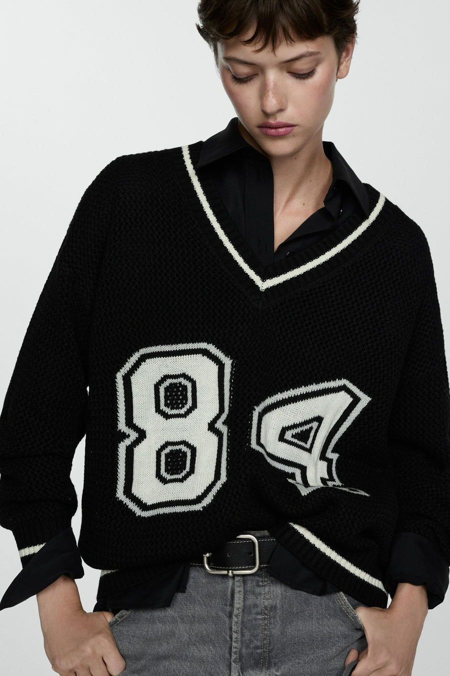 Pull à col en V - multicolore