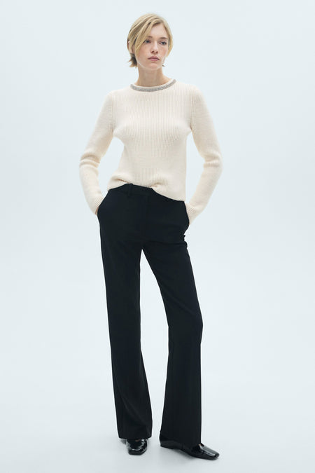 Pull à col rond - blanc