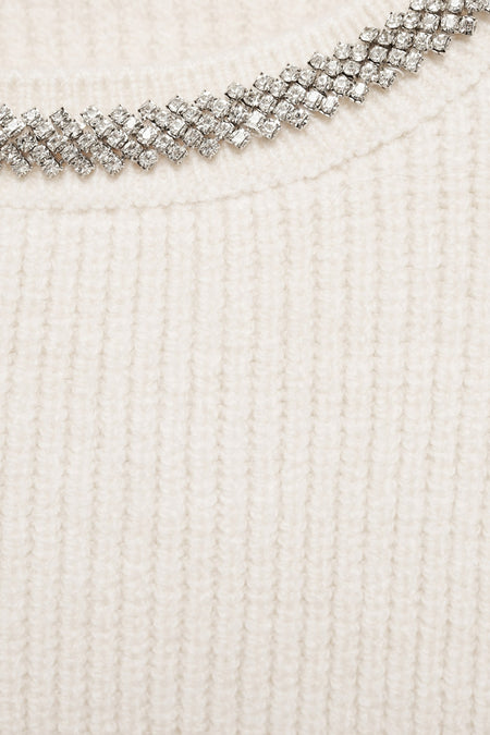 Pull à col rond - blanc