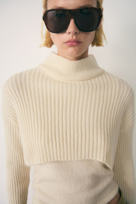 Pull à col roulé - blanc