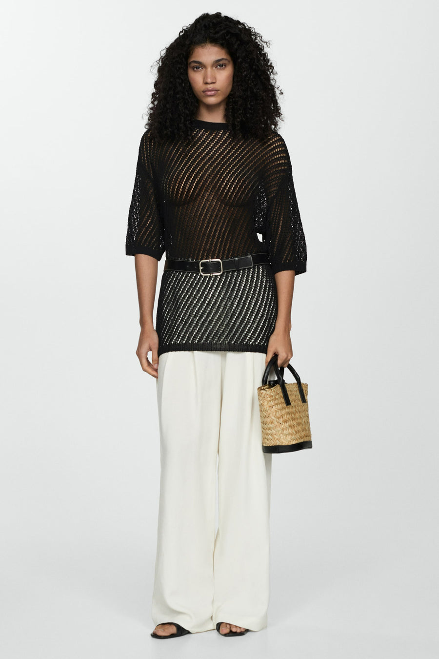 Pull à col rond - noir - MANGO