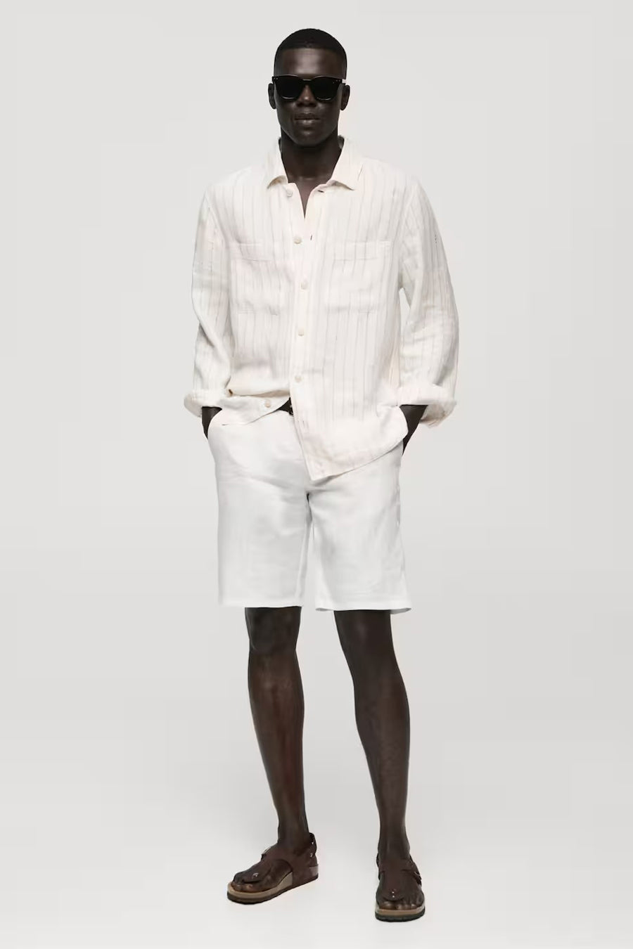 Chemise à manches longues - beige