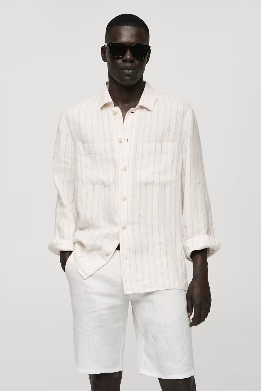 Chemise à manches longues - beige